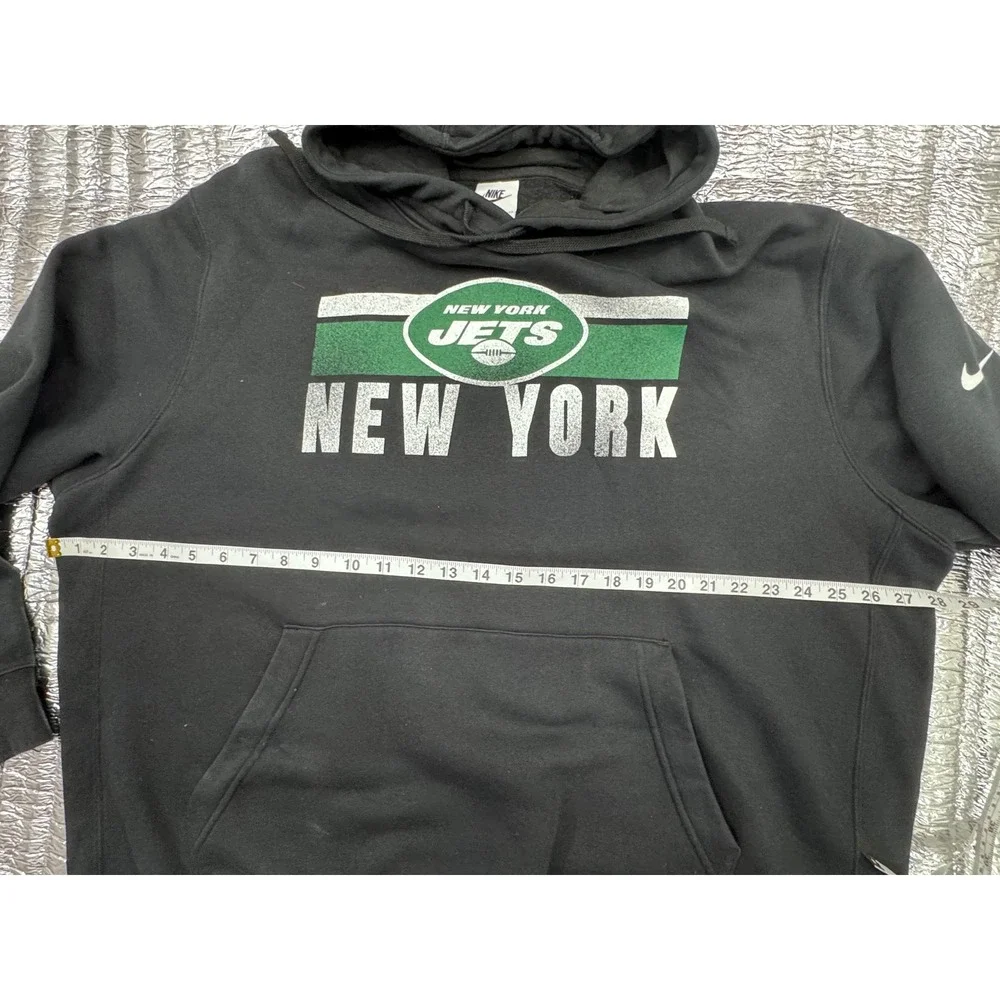 Nike New York Jets NFL Hoodie Mens XXL Black Distressed Graphic Sweatshirt